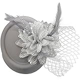CaprilitePillbox Fascinator Hat for Women Weddings Bird Cage Veil Clip
