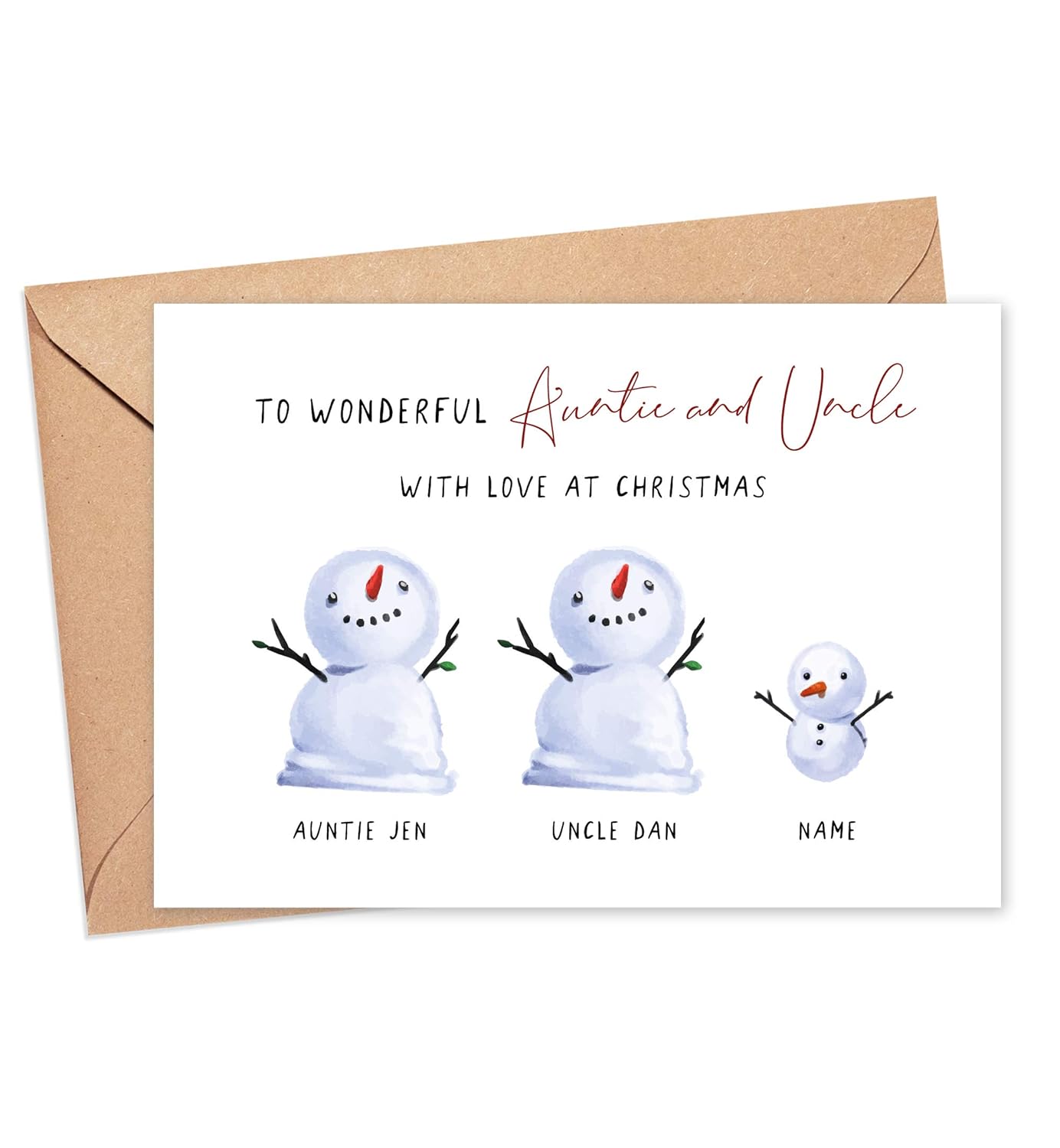 Personalised christmas card for auntie and uncle merry holiday custom