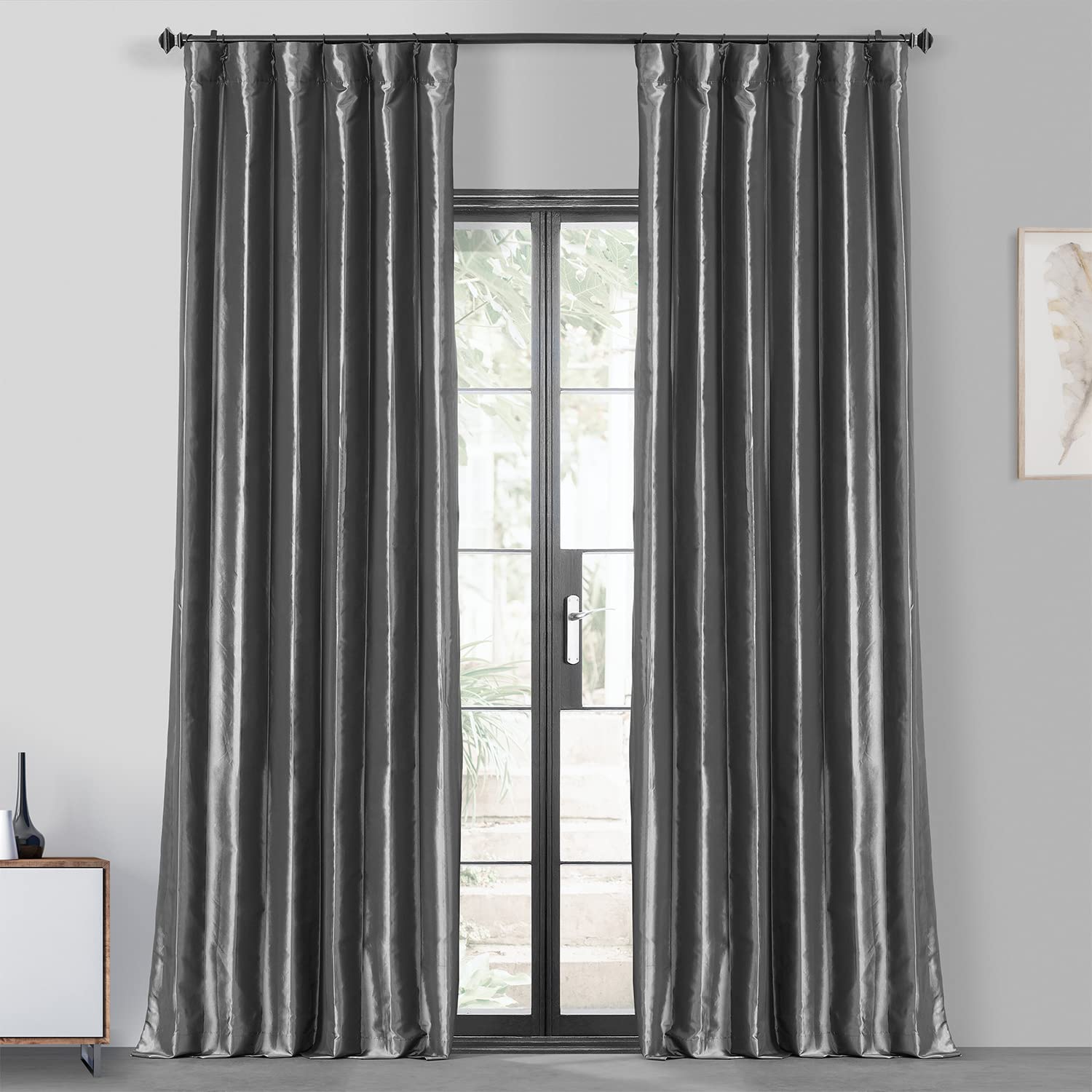 HPD Half Price Drapes Blackout Curtains for Bedroom & Living Room - Faux Silk Taffeta Blackout Curtain 50 X 108 (1 Panel), PTCH-BO005-108, Graphite Image HPD Half Price Drapes Blackout Curtains for Bedroom & Living Room - Faux Silk Taffeta Blackout Curtain 50 X 108 (1 Panel), PTCH-BO005-108, Graphite Image
