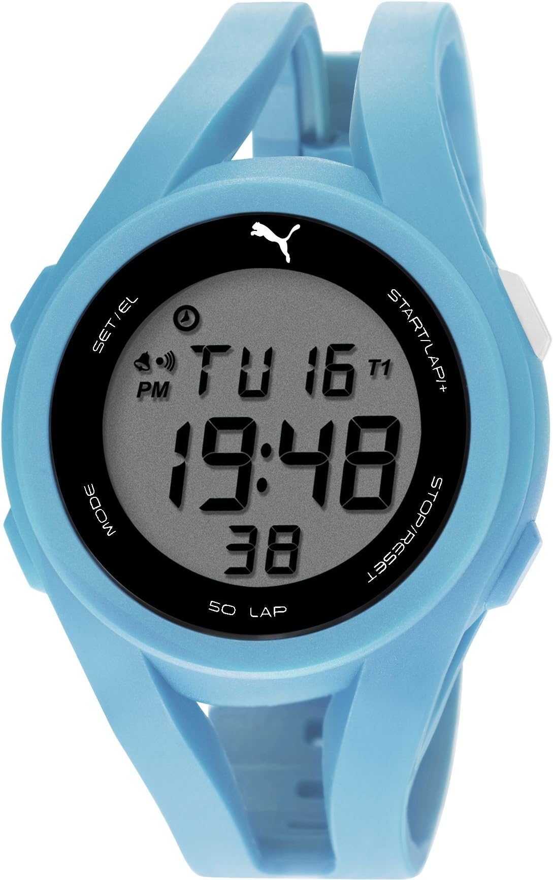 Puma Airy Light Men's Quartz Watch with Grey Dial Digital Display and Blue Rubber Bracelet PU911131004