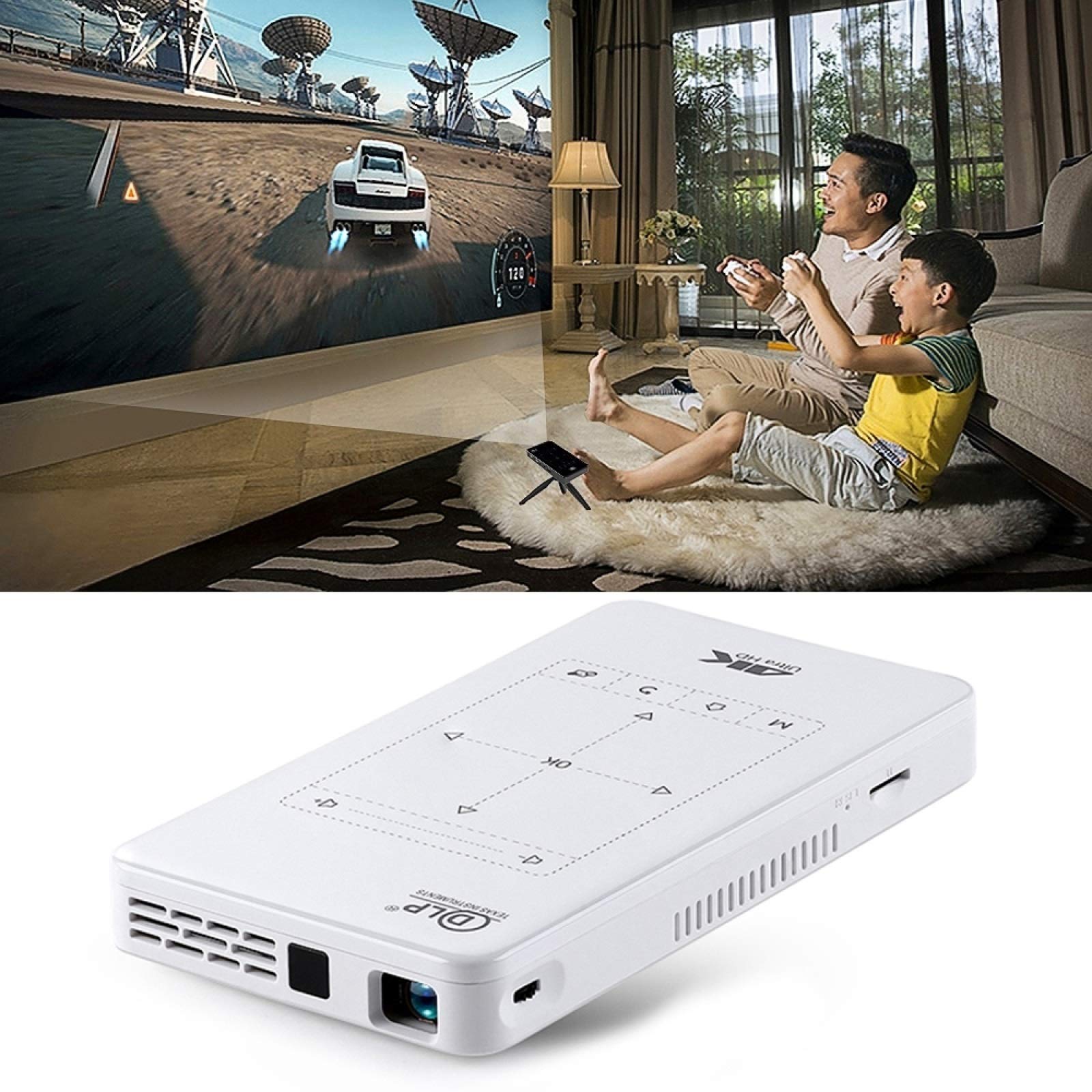 P09 Portable 4K Ultra HD DLP Mini Smart Projector with Infrared Remote Control, Amlogic S905X 4-Core