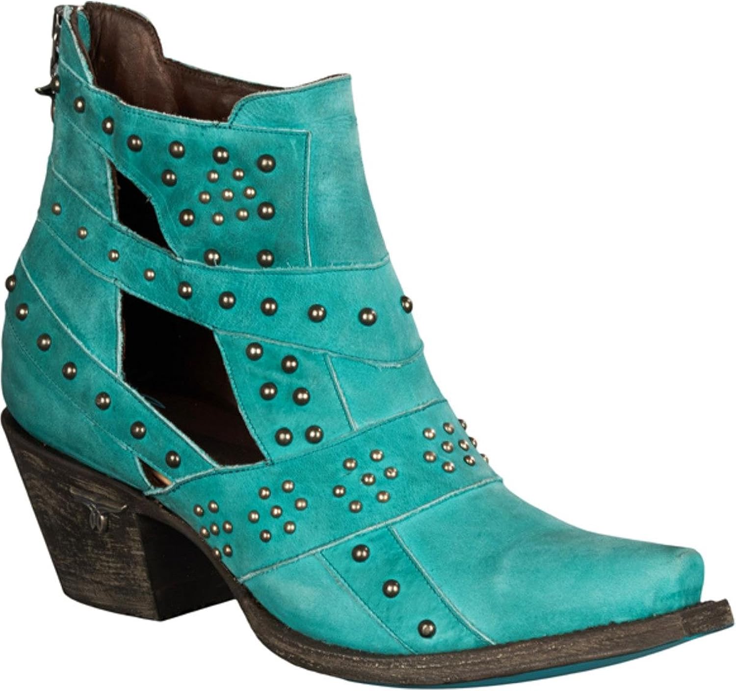 Lane Women's Turquoise Studs and Straps Fashion Booties