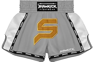 SIAMKICK Youth Elite Muay Thai Shorts for Kids (4 Years - 10 Years) Boxing Kickboxing MMA Training Trunk for Boys and Girls
