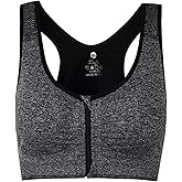 ohlyah Women's Zipper Front Closure Sports Bra Racerback Yoga Bras