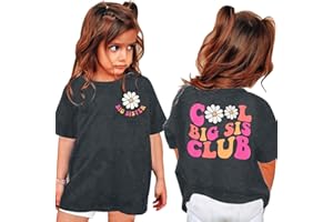 LOTUCY Big Sister Shirt for Toddler Girls Cool Big Sis Club Tshirt Promoted to Big Sister Announcement Outfits
