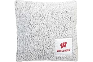 Campus Colors Two Tone Sherpa Throw Pillow, 14" x 14" Officially Licensed Plush Pillow for Home, College Dorm Room, or Gameday, Frosty Fleece Throw Pillow (Wisconsin Badgers - Team Color)
