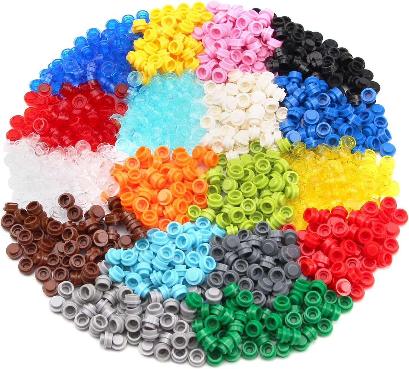Feleph 1000PCS Multicolored Round Plates 1X1 Building Blocks MOC Pieces Dots Bulk Studs Accessories Compatible with Major Brand — image 1
