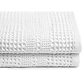 GILDEN TREE Waffle Towels for Bathroom, 100% Cotton Quick Dry Towel, Waffle Bath Towels Large, Absorbent Lightweight Travel Towel, Bath Towels Set of 2, Classic Style (White)