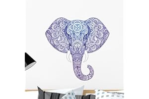 Wallmonkeys FOT-77592288-24 WM79760 Tattoo Elephant with Patterns and Ornaments Peel and Stick Wall Decals, 24" H x 24" W-Medium