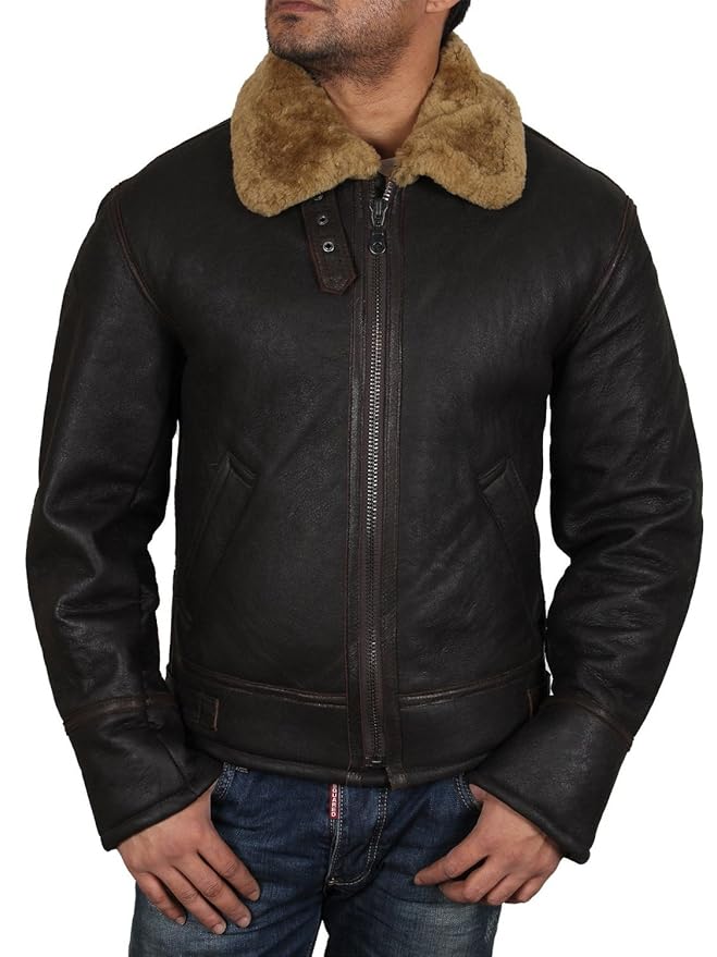 title=Brandslock Uomo reale montone pelle di pecora Giacca in pelle Volante