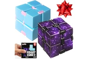 BUNMO Stocking Stuffers for Teens and Adults - Infinity Cube Fidget Toy - Teen Boy Toys - Quiet Folding Desk Fidget with Smooth Hinges, Durable ABS - 2 Pack Plastic