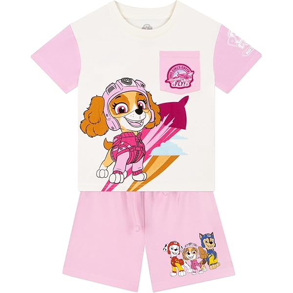 PAW Patrol Pyjama Fille SKYE à Manches Longues, Gris, Violet Violet