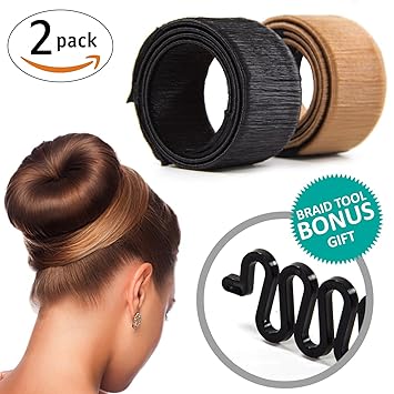 Buy Envydeal 2 Pack Black Brown Kroo Hair Donut Bun Maker