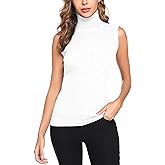 Totatuit Women's Spring Sleeveless Turtlenecks Tops Mock Neck Ribbed Solid Pullover Tank