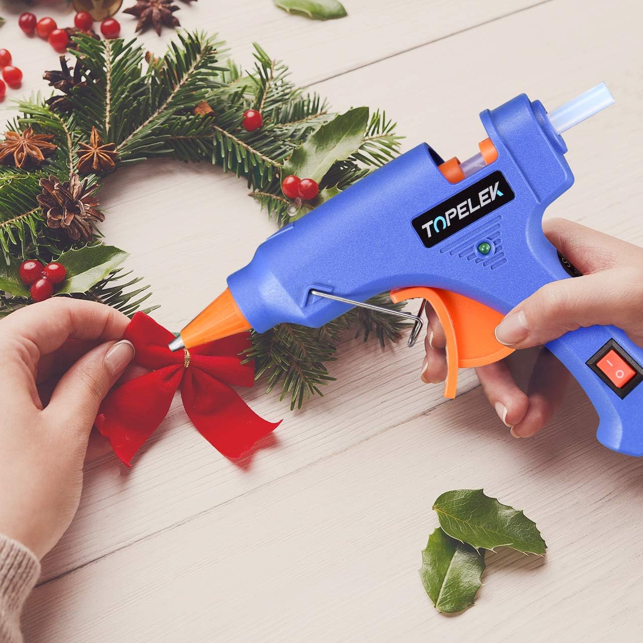 Hot Glue Gun, TOPELEK Mini Heating Hot Melt Glue Gun with 30pcs Melt Glue Sticks, Melting Glue Gun Set for School DIY Arts and Crafts Projects, Home Quick Repairs(20 Watts, Blue)