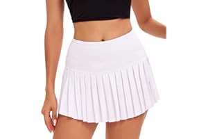 Yknktstc Women Pleated Tennis Skirt with Shorts High Waist Golf Skort Athletic Mini Skirt with Pockets