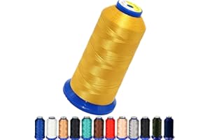PESTOR Heavy Duty Thread 1800 Yards Size T70#69 210D/3 All Purpose High Strength Polyester Sewing Thread for Weaves, Upholstery, Jeans and Weaving Hair, Drapery, Beading, Purses, Leather (Yellow)