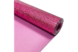 MerryMade Rose Red Glitter Heat Transfer Vinyl 12" x 8 ft HTV for Shirts, Glitter Iron on HTV for All Cutter Machine - Easy to Cut & Weed for Heat Vinyl Design (Hot Pink)