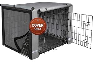 Yotache 36" Double Door Dog Crate Cover - 600D Waterproof Polyester Privacy Kennel Cover with Anti-Slip Straps | Machine-Washable Pet Cage Accessories for Indoor/Outdoor (Gray, Crate Not Included)