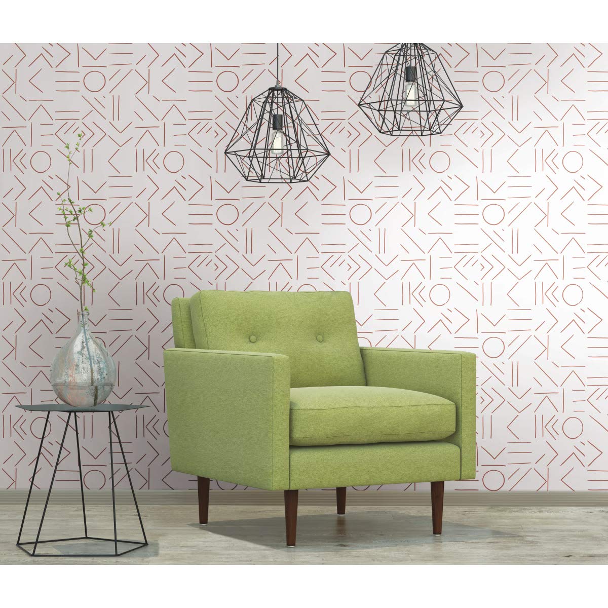RoomMates RMK11635RL 45.72 cm x 5.74 m Down The Line Vinyl Clay and White Wallpaper