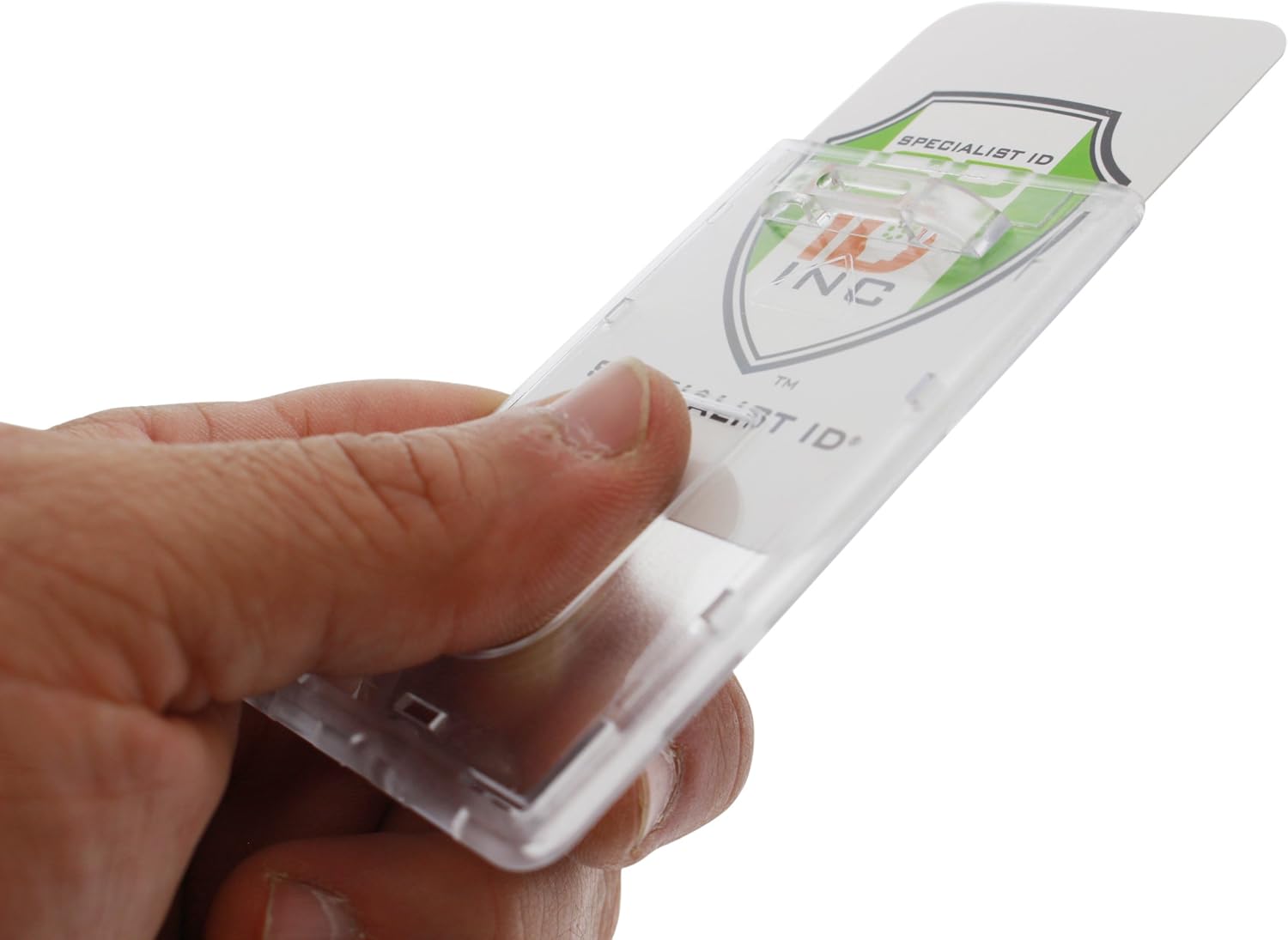 Specialist ID, Slim Heavy Duty Badge Holders, Hard Plastic Polycarbonate (Holds 1 Card) Rigid Top Load Single Card Case - Image 5