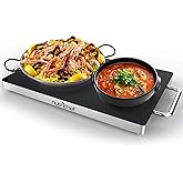 NutriChef Electric Hot Plate Tray Dish Warmer with Black Glass Top | Ideal for Home, Buffets, Parties, Kitchens & Restaurants | Warming Tray for Food | Tortilla Warmer - Dimensions: 16.5 x 11