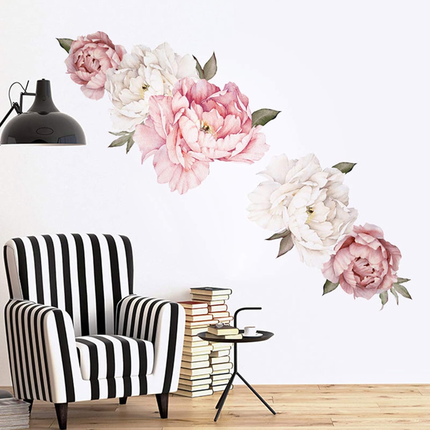 Peony Wall Decals Flowers Wall Stickers Rose Floral Wall Posters for Girls Room