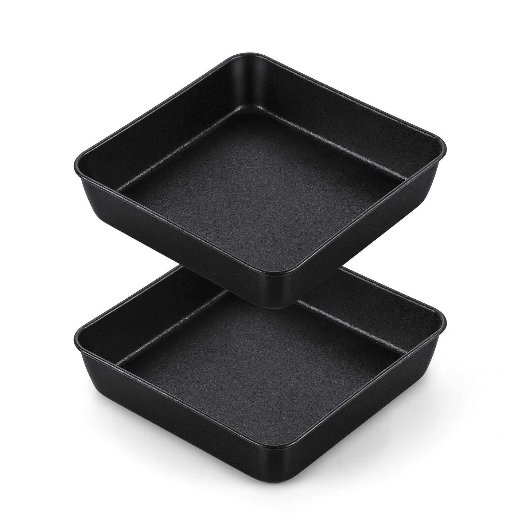 Onader 8Inch Square Cake Tin Set of 2, Stainless Steel Oven Baking Tin Non-Stick Cake Mould, Great for Cakes Brownies and Roasting, Healthy & Heavy Duty, Rust Resistant & Easy Clean - 20cm