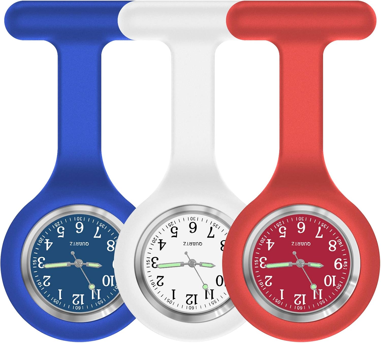 Amazon Com Nurse Watch Nursing Watch Nurse Watches For Women Watch With Second Hand Clip On Watch Nursing Watches For Nurses Blue White Red Watches