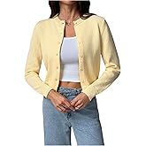 Verdusa Women's Button Down Short Cardigan Sweaters Elegant Lightweight Knit Outerwear