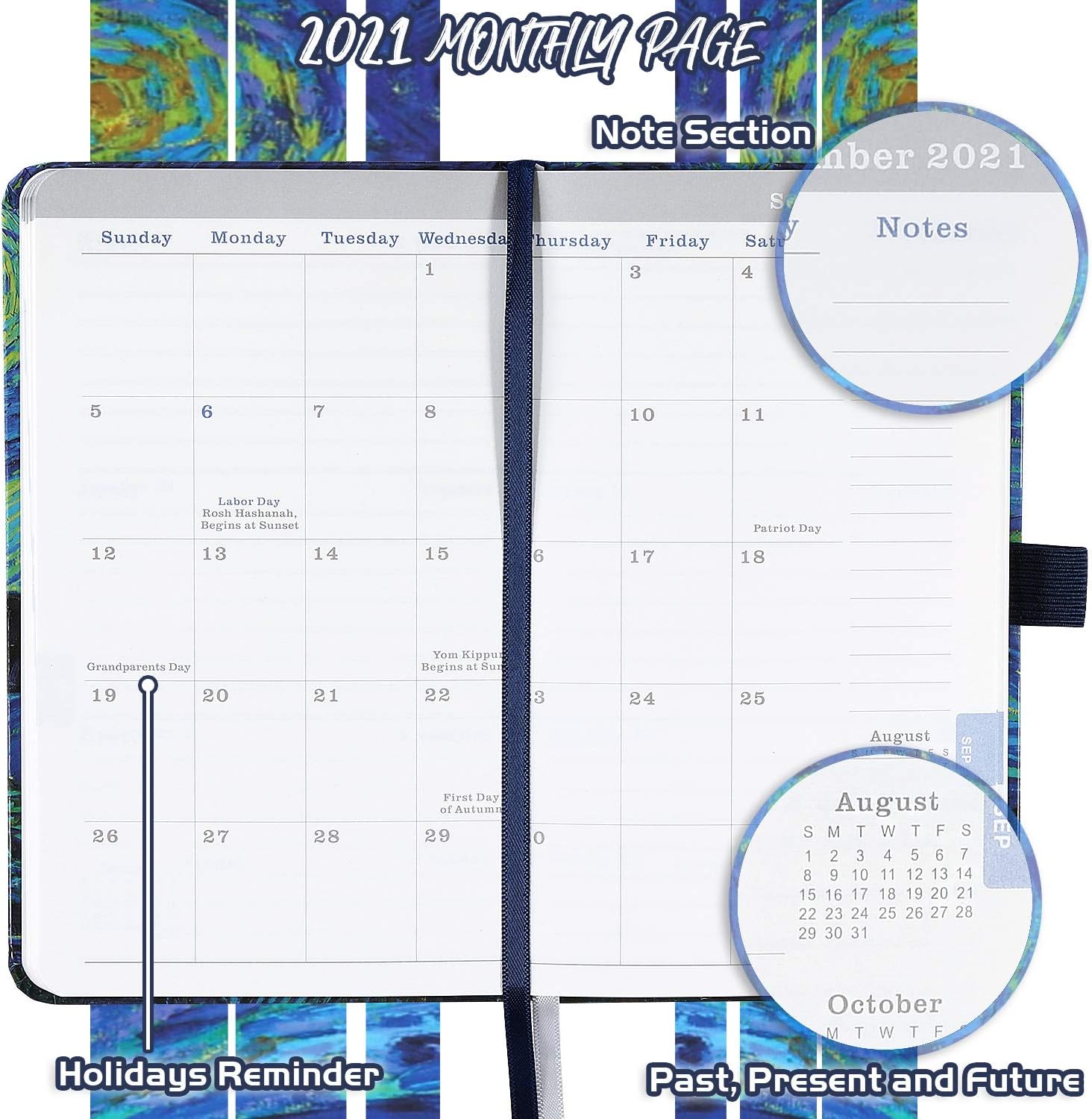 2021 Pocket Planner/Calendar - Weekly & Monthly Pocket Planner, Jan - Dec 2021, 6.3''×3.8'', Agenda Planner and Schedule Organizer with Pen Holder : Office Products
