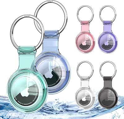 Alyvisun Airtag Holder 6 Pack, Waterproof Keyring Case, Clear TPU Protective