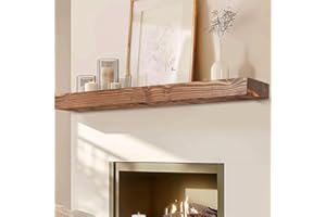 YLYHSST 72" Fireplace Mantel, 3'' Thick Handmade Rustic Solid Wood - Wall Long Floating Shelf with Invisible Metal Bracket, Brown