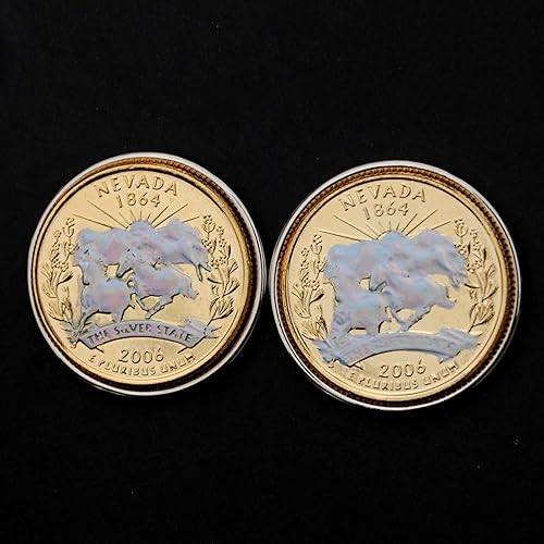 Amazon Com Us 2006 Nevada State Quarters Bu Unc Hologram Coins Cufflinks New Handmade