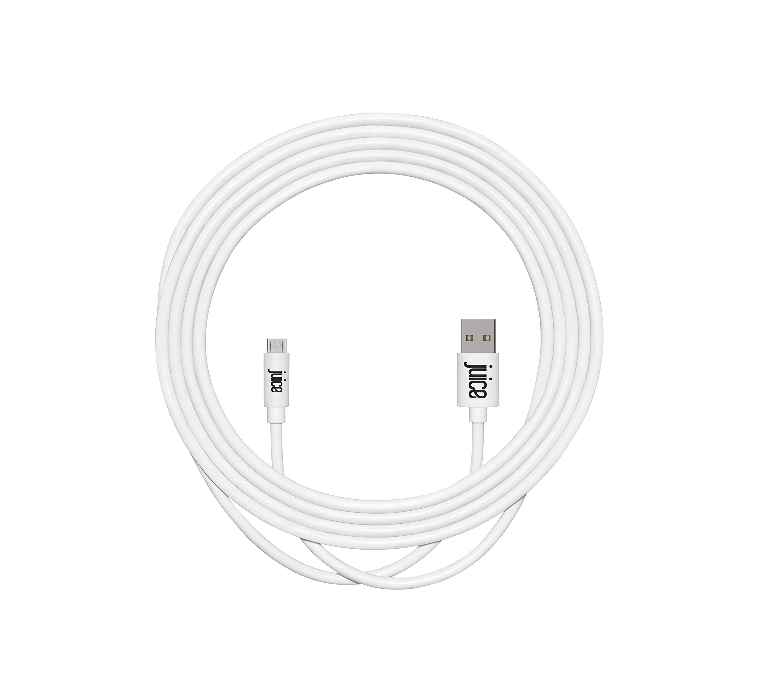 Juice Micro USB 3m Charger and Sync Cable for Android Samsung Galaxy S7,S6,S5, Huawei, Xiaomi, Nokia, Sony, Nexus, HTC, Kindle - White