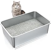 ZuHucpts Stainless Steel Cat Litter Box, XXXL Metal Litter Pan for Cats (28" Lx20 Wx6 H)