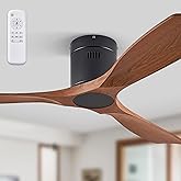 Fanbulous 52" Ceiling Fans without Lights, Flush Mount Ceiling Fan with Remote Control Modern,Low Profile Ceiling Fans with 6-Speeds Reversible DC Motor for Patio Living Room Bedroom(Walnut)