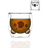 PMCDS2G Double Wall Cute Glass Coffee Mug Bear Cup 1 PCS, Coffee Cup, Tea Cup, Milk Cup, Cutie Gift for Colleagues and Friend