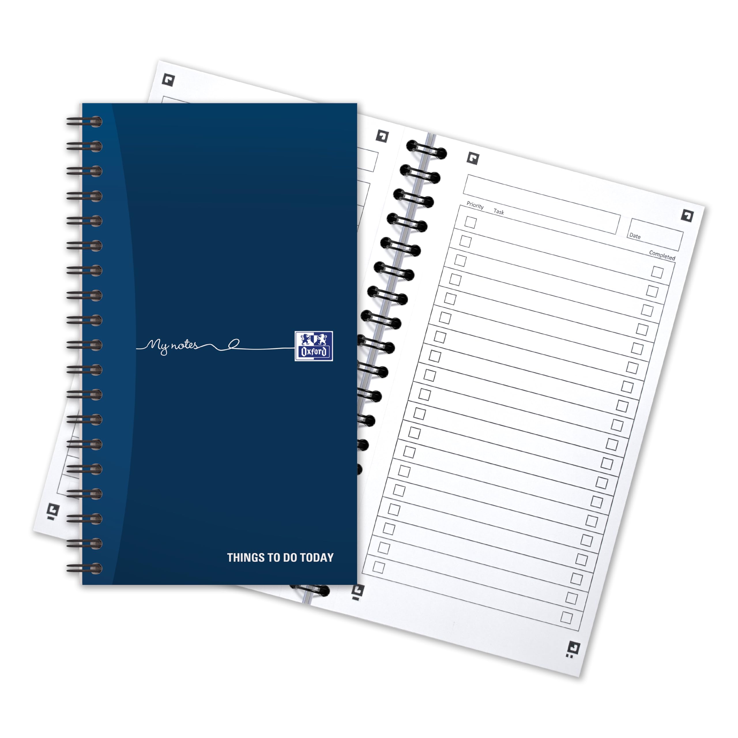 Oxford My Notes, To Do List Notebook, Wirebound, 230 Page, 1 Notepad, Navy Blue | White