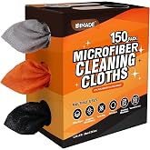UNIMADE Microfiber Cleaning Cloth, 150 Pack Microfiber Towels for Cars | Reusable Paper Towels Lint Free Shop Rags with Box for Home Kitchen Automotive, 11"x 9", Grey &amp; Orange &amp; Black