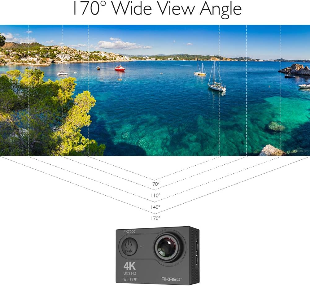AKASO EK7000 4K WiFi Sports Action Camera Ultra HD Waterproof DV Camcorder 12MP 170 Degree Wide Angle : Camera & Photo