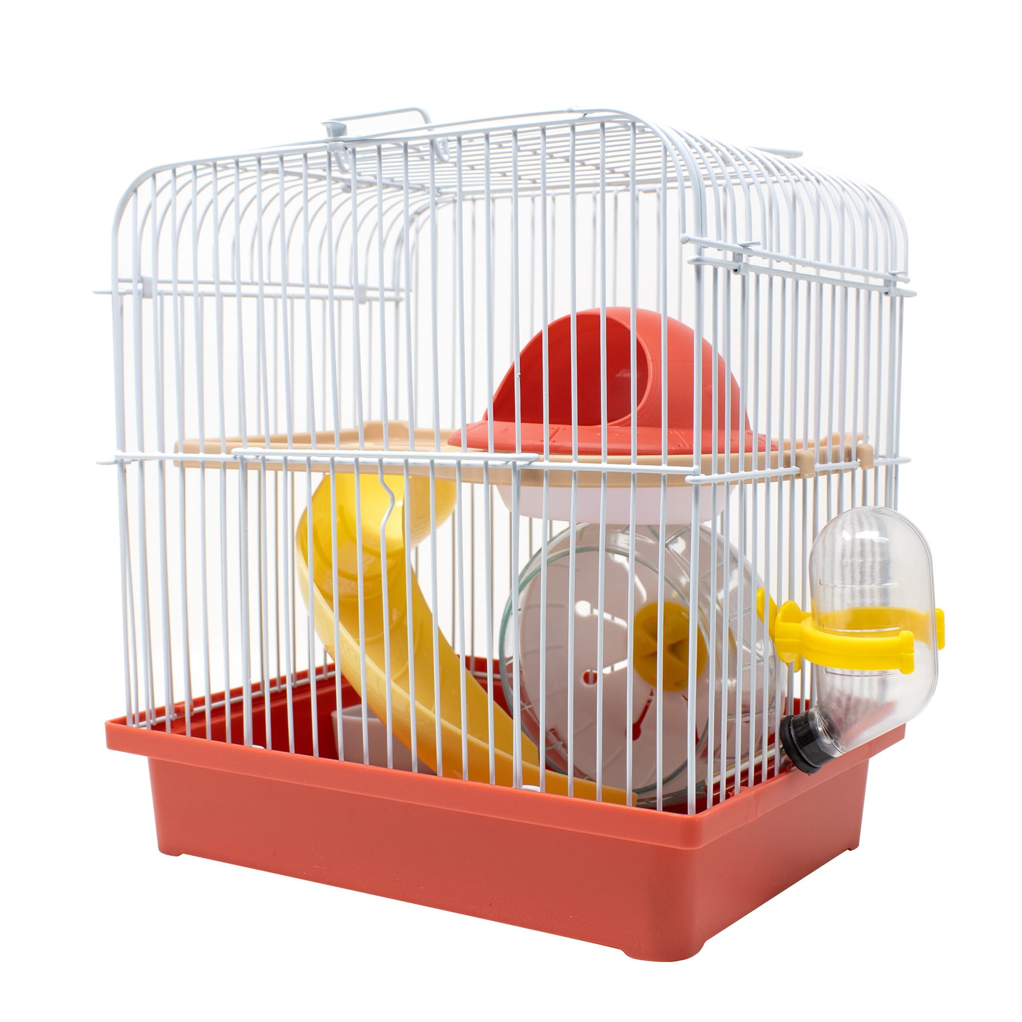 ICA Hamster Cage Metal Straight, Stable, Easy Access, White, Teal, Yellow, Clear, Turquoise, 17.56 x 17.26 x 17.46 cm, Indoor, 1 Door, 1 Level, 0.7 kg, Hamster