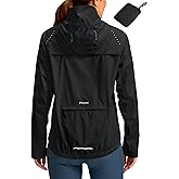 Bikewa Women's Cycling Rain Jackets Waterproof Windbreaker Lightweight Running Windproof Reflective Jacket Packable Hooded