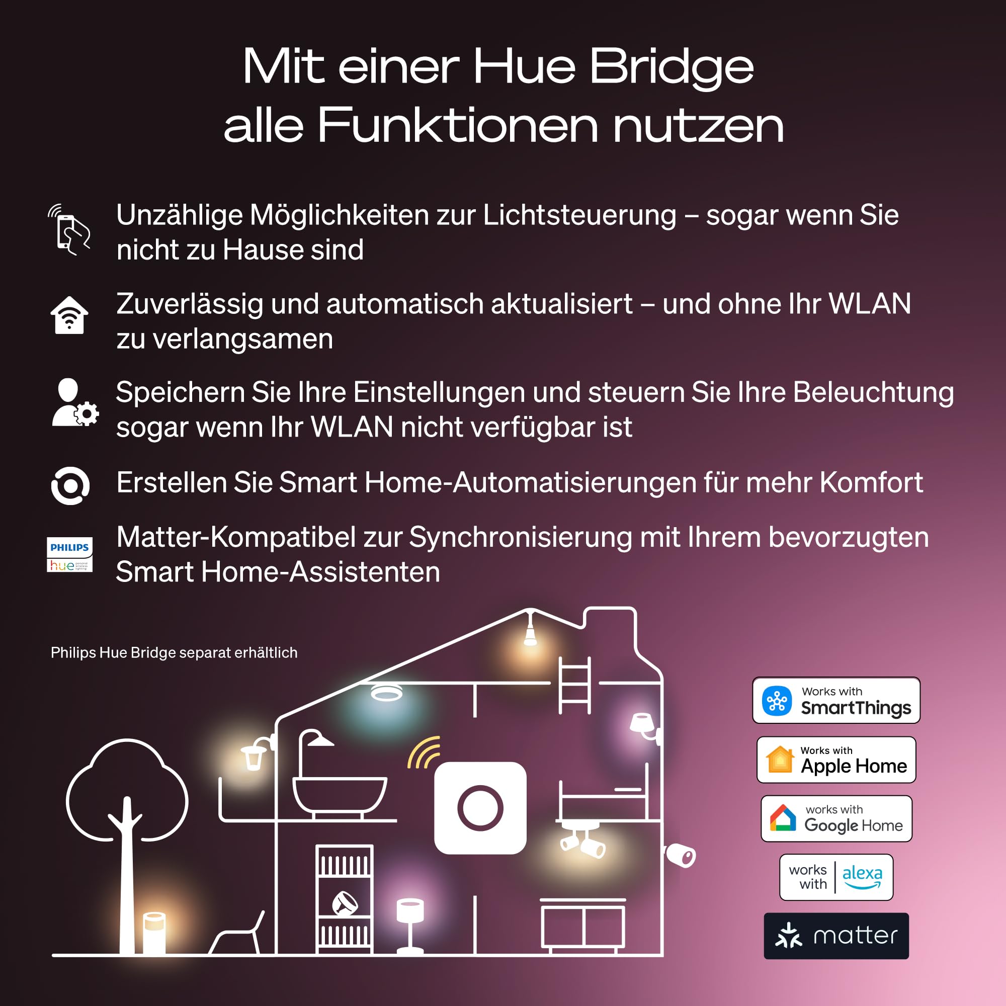 Philips Hue White E27 LED Glühbirne, 810lm, warmweiß, dimmbar, steuerbar via App, kompatibel mit Amazon Alexa (Echo, Echo Dot), 4er Pack, neue Generation 4