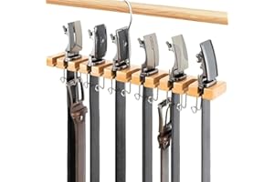 Wooden Belt Hanger for Closet 2-in-1 Wall Mount Belt Organizer Holder for Closet Organizer Storage, Ratchet Belt Rack Wall Ho