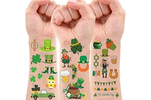 QIYEYEYE St Patricks Day Temporary Tattoos,100+Pcs Shamrock Face Body Tattoo For Kids Adult Saint Patrick’s Day Boys Girls Makeup Decorative Stickers Irish Party Leprechauns Favor For Birthday Supplies Gifts