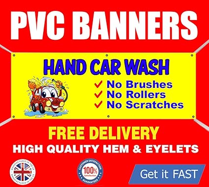 Large 4ft X 2ft Car Wash Hand Wash Sign Pvc Banner Vinyl Outdoor