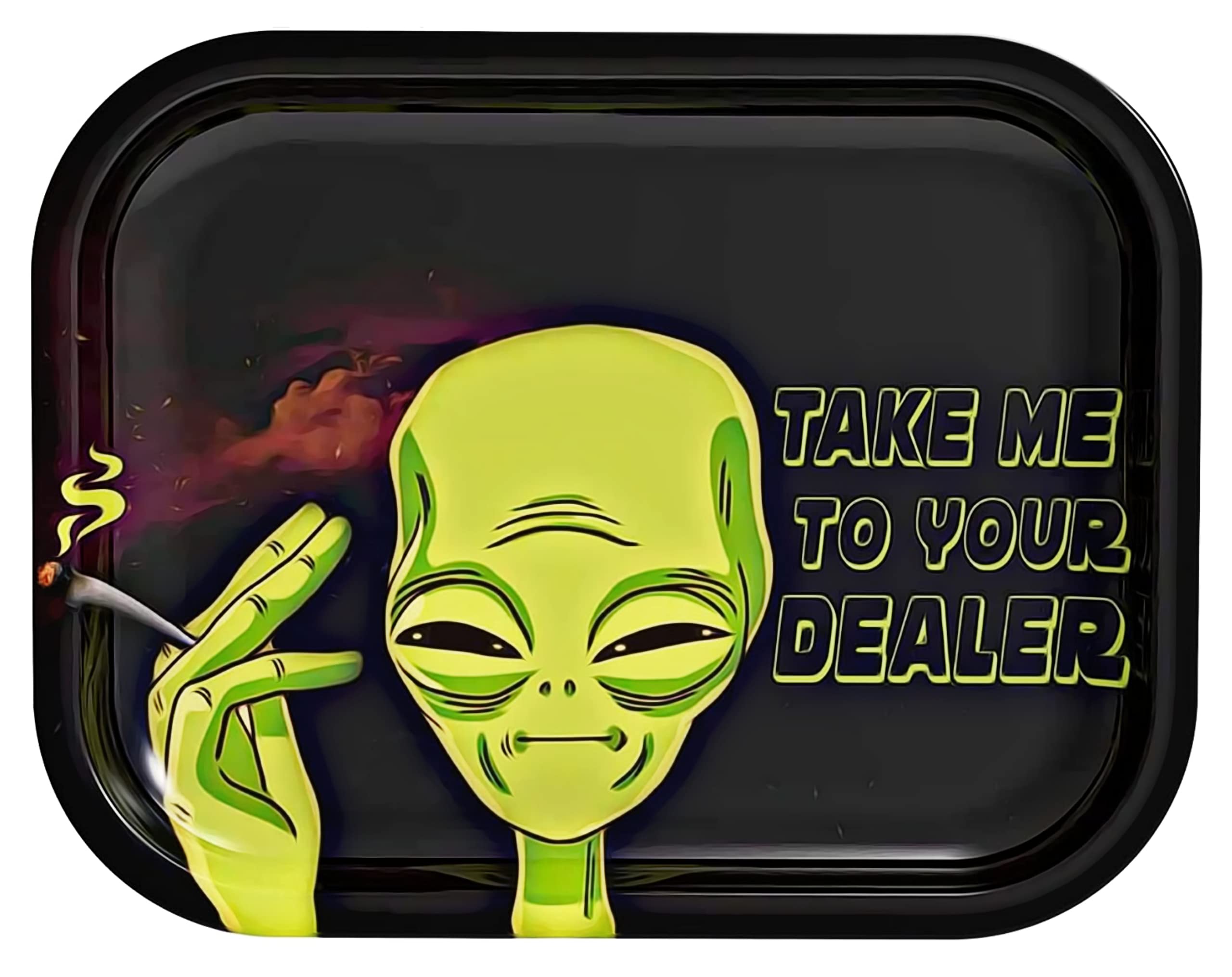 Alien Rolling Tray - Metal Rolling Smoking Tray - Funny Cartoon Rolling Tray - Essential Smoking Accessories Kit