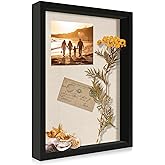 CCDCC 12x16 Large Shadow Box Picture Frame Display Case with Soft Linen Back, Black Wooden Memory Shadow Box Frame with Tempe
