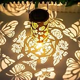 Butterfly Flower Birthday Gifts for Women, Solar Lanterns Outdoor Waterproof, Garden Decor Metal Hanging Decorative Solar Lights for Patio Yard Backyard Porch, Gardening Gifts for Women Mom Grandma